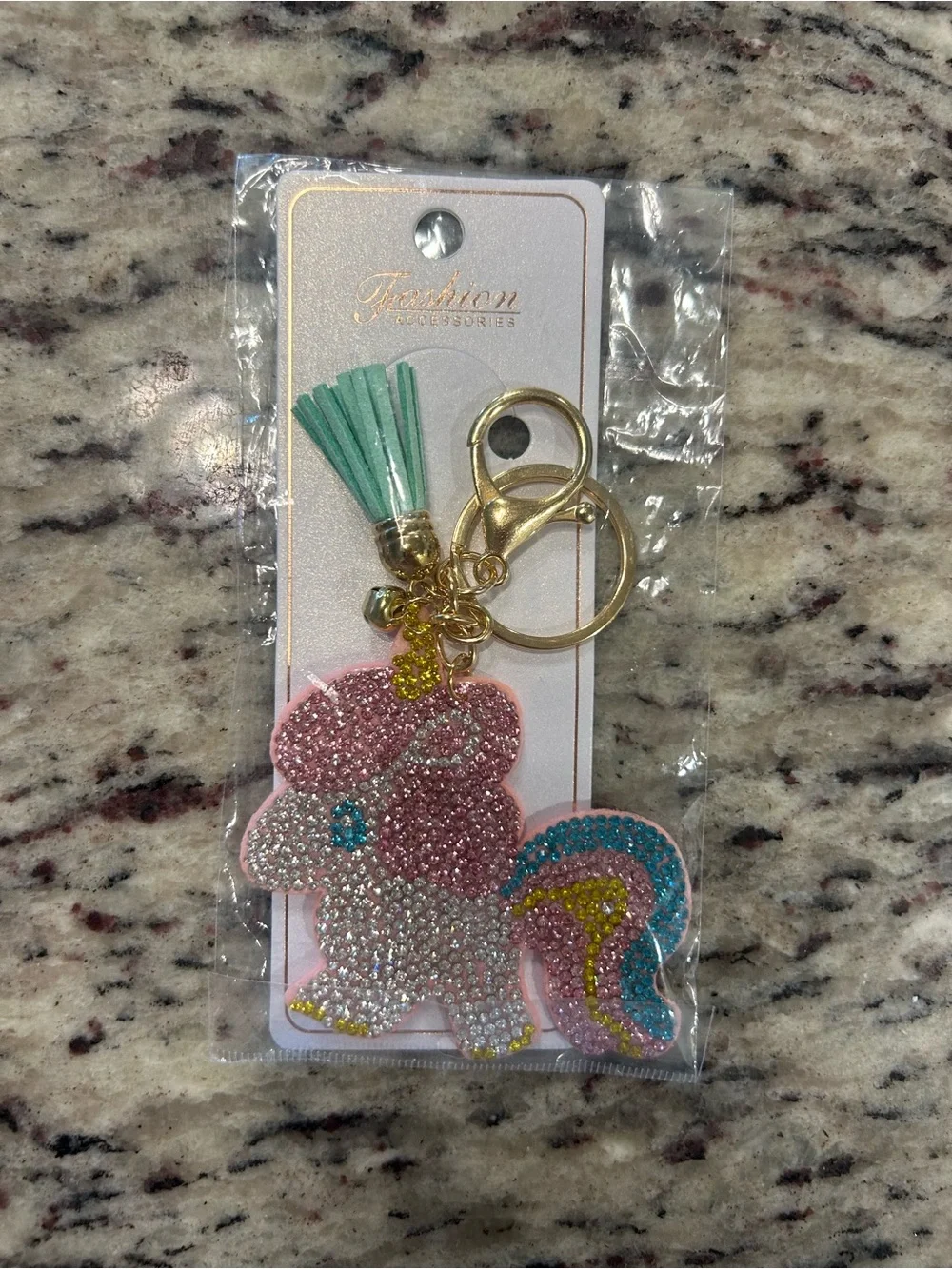 Pink Sparkle Unicorn Keychain with Tassel